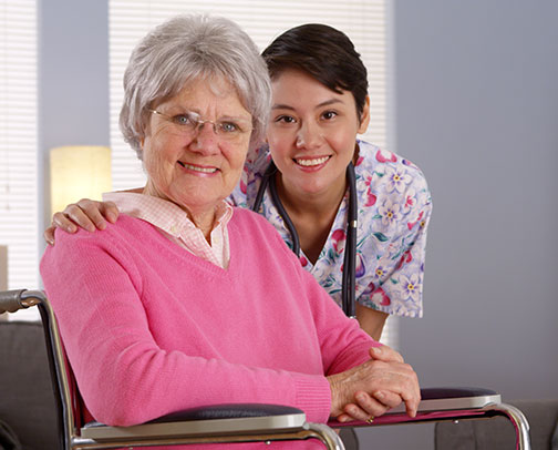 Compassionate nurse caring for resident at Gainesville Health & Rehabilitation Center