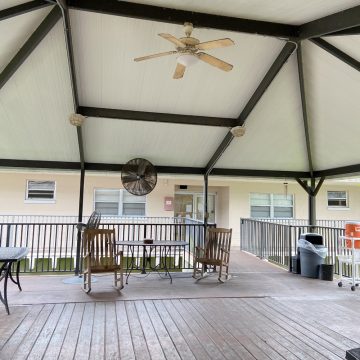 Outdoor patio and relaxation area at Gainesville Health & Rehabilitation Center